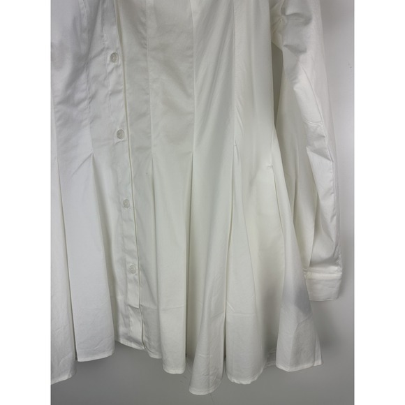 Stella Carakasi Showstopper Shirt White Button up Tunic Blouse Pleated Pocket XS - Picture 12 of 16